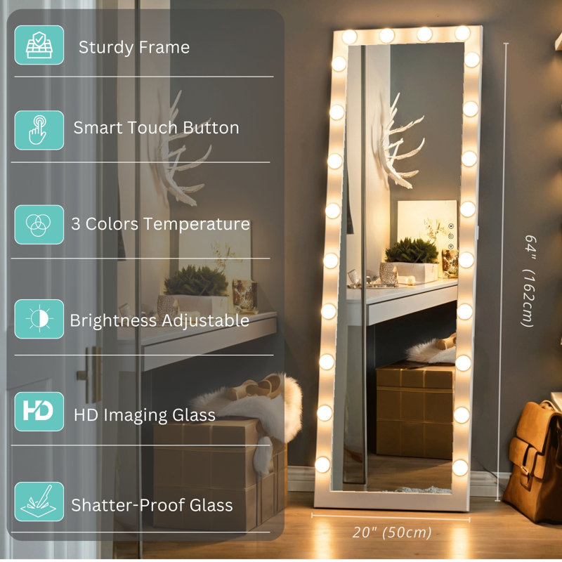 Long dressing mirror with lights clearance